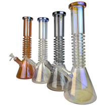 14" Electro Plated Outer Ribbed Beaker Water Pipe - with 14M Bowl (MSRP $125.00)