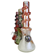 14" Pinched Base Frit Ball Wave Twist Grip Soft Glass Water Pipe - with Funnel Slider (MSRP $65.00)
