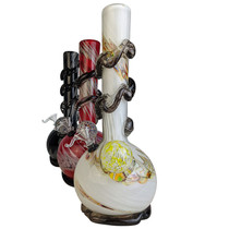 13" Wave Base Spiral Wave Confetti Frit Soft Glass Water Pipe - with Funnel Slider (MSRP $65.00)