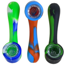 4.5" Silicone Mixed Color Sherlock Hand Pipe (MSRP $25.00)