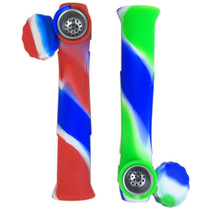 6" Silicone Mixed Color SS Bowl Hand Pipe (MSRP $15.00)