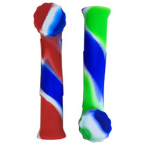 6" Silicone Mixed Color SS Bowl Hand Pipe (MSRP $15.00)