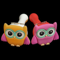 4.5" Silicone Assorted Owl Head Hand Pipe - Single (MSRP $20.00)