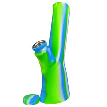 8" Silicone Mixed Color Water Pipe- with Metal Bowl & Storage (MSRP $35.00)