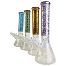 14" Etched Decal Neck Beaker Water Pipe - with 14M Bowl (MSRP $125.00)