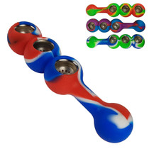 6" Silicone Mixed Color Triple Bowl Spoon Hand Pipe - Single Assorted (MSRP $40.00)