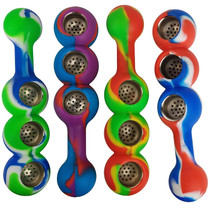 6" Silicone Mixed Color Triple Bowl Spoon Hand Pipe - Single Assorted (MSRP $40.00)