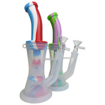 8" Silicone Iced Mid Perc Water Pipe - with 14M Bowl & 4mm Banger (MSRP $40.00)