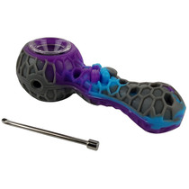 4.3" Silicone Honeycomb Spoon Hand Pipe with Metal Pick - Single Assorted (MSRP $25.00)