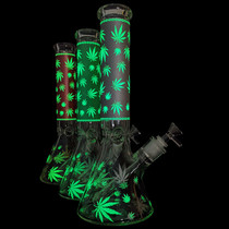 14' Fancy Glow in The Dark LV Decal Beaker Water Pipe - with 14m