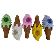 4.5" Silicone Ice Cream Cone Spoon Hand Pipe - Single Assorted (MSRP $25.00)