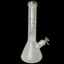 14" Etched Design Star Skull Beaker Water Pipe - with 14M Bowl (MSRP $120.00)