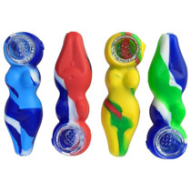 4" Silicone Mixed Color Body Hand Pipe - Single (MSRP $10.00)