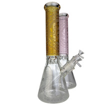 On Point Glass - 14" Etched Design Beaker Water Pipe - with 14M Bowl (MSRP $125.00)