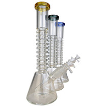 12" Color Rim Outer Ribbed Beaker Water Pipe - with 14M Bowl (MSRP $100.00)