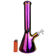 14.5" Heavy Electro Plated Rainbow Beaker Water Pipe - with 14M Bowl (MSRP $90.00)