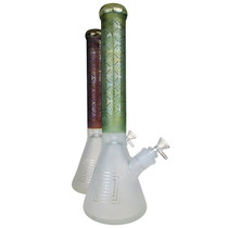 16" Sand Blasted Fumed Color Tribal Beaker Water Pipe - with 14M Bowl (MSRP $140.00)