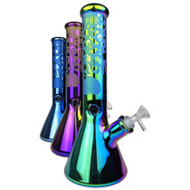 13.5" Electro Plated Munchie Tree Decal Beaker Water Pipe - with 14M Bowl (MSRP $90.00)