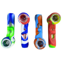 4" 2pc Assorted Silicone Encased Glass Sherlock Hand Pipe (MSRP $30.00)