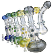 6" Assorted Color Trim 3 Dot Bubbler Water Pipe - with 14F Oil Dome (MSRP $40.00)
