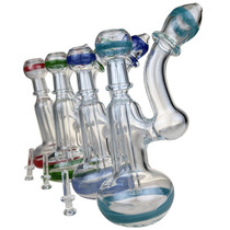 7.5" Assorted Stripe Bubbler Water Pipe - with 14F Oil Dome (MSRP $65.00)