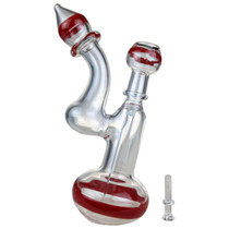 7.5" Assorted Stripe Bubbler Water Pipe - with 14F Oil Dome (MSRP $65.00)