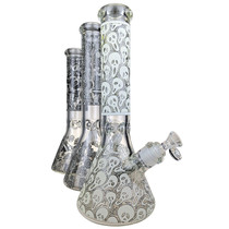 14" Glow In The Dark  Decal Beaker Water Pipe - with 14M Matching Bowl (MSRP $70.00)