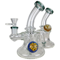 7" Color Trim Side Flower Pendant Banger Hanger Water Pipe - with 14M Bowl & 4mm Banger (MSRP $50.00)