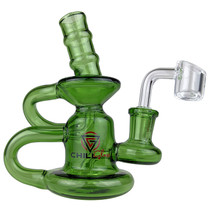 Chill Glass - 5" Full Color Two Ring Recycler Water Pipe - with 4mm 14M Banger (MSRP $75.00)
