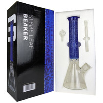 EG - 15" Etched Decal Slyme Leaf Beaker Water Pipe - with 14M Bowl (MSRP $115.00)