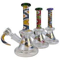 On Point Glass - 6" Color Work Mini Rig Water Pipe - with 14M Matching Horned Bowl (MSRP $80.00)
