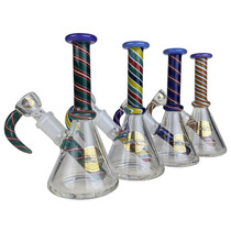 On Point Glass - 6" Color Work Mini Beaker Water Pipes - with 14M Matching Horned Bowl (MSRP $75.00)