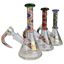 On Point Glass - 6" Color Work Mini Beaker Water Pipes - with 14M Matching Horned Bowl (MSRP $75.00)