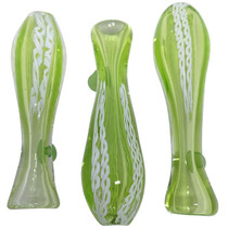 3" Lime Helix Work Chillum Hand Pipe - 3 Pack (MSRP $15.00ea)