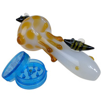 4" Honeybee Spoon Hand Pipe Box Set  with Grinder (MSRP $45.00)