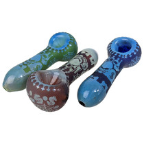 4" Silver Fumed Sand Blasted Etched Spoon Hand Pipe (MSRP $40.00)