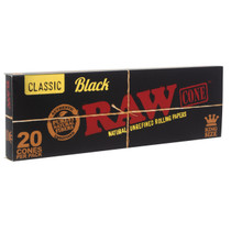 RAW® - Classic Black Pre-Roll Cone King Size (20ct) - with Funnel - Display of 12 (MSRP $11.00ea)