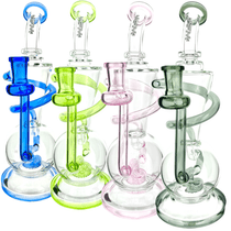 10.5" Swirly Wiry Recycler Waterpipe By AFM Glass (Pack of 5 Asstd Colors) *Drop Ship* (MSRP $154.99 Each)