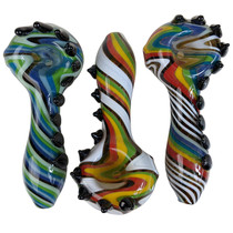 4" Dual Color Spikey WigWag Spoon Hand Pipe (MSRP $50.00)