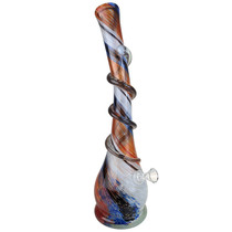 16" Lifted Base Teardrop Twist Grip Soft Glass Water Pipe - with 14M Bowl (MSRP $50.00)