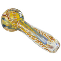 3.5" Silver Fumed Line Work Spoon Hand Pipe - 4 Pack (MSRP $40.00ea)