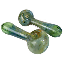 5" Silver Fumed Frit Green Tube Spoon Hand Pipe - 2 Pack (MSRP $60.00ea)