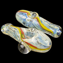 5" Silver Fumed Colored Stripe Spoon Hand Pipe - 2 Pack (MSRP $50.00ea)