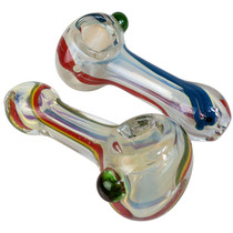 4.5" Silver Fumed Rasta Stripe Spoon Hand Pipe - 2 Pack (MSRP $55.00ea)