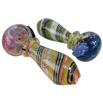 4.5" Single Rim Spiral Frit Work Spoon Hand Pipe - 2 Pack (MSRP $50.00ea)