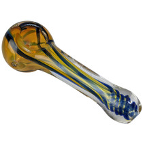 4" Silver Fumed Line Work Spoon Hand Pipe - 4 Pack (MSRP $40.00ea)