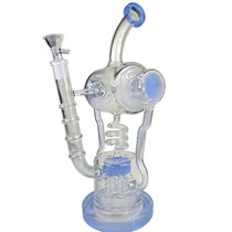 14" Assorted Barrel Recycler Multi Perc Water Pipe - with 14M Bowl (MSRP $90.00)