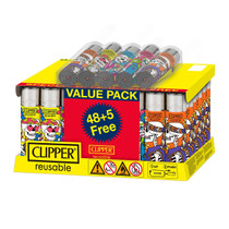 Clipper - Classic Large Printed Lighter - Tray of 48 + 5 Free (MSRP $2.00ea)