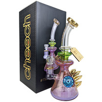 Cheech Glass - 10" Assorted Multi Color Gold Crystal Rig Water Pipe - with 14M Bowl (MSRP $200.00)