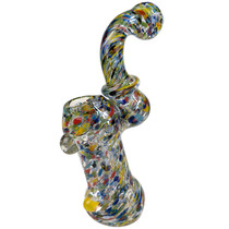 7" HIgh Grade Assorted Frit Latticino Bubbler Hand Pipe (MSRP $60.00)